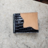 Bi-Fold Wallet (Patent Gator Belly Print/Natural accent)