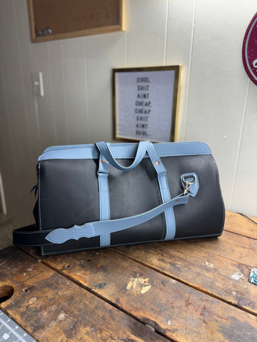 Stockyards Overnight Bag (Black body/Blue-Grey trim)