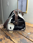 Stockyards Overnight Bag (Black/White Cowhide Body/Brown Trim)