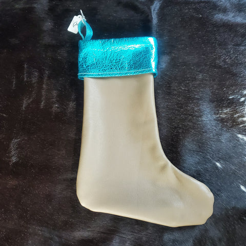 Sand and Metallic Turquoise Stocking