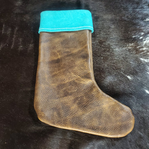 Brown and Turquoise Stocking