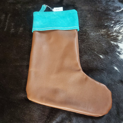 Brown and Turquoise Stocking