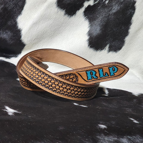 Traditional Basket Weave Belt w/ Initials